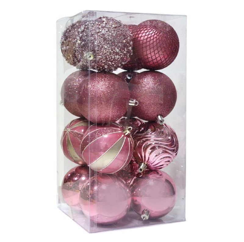 DECORACION ADORNO NAVIDEÑO PAQUETE DE 16 BOLAS DECORATIVAS 8CM 49x49x65, IDEALES PARA DARLE UN TOQUE UNICO A TU ARBOL DE NAVIDAD