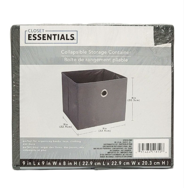 ORGANIZADOR CAJA DE ALMACENAMIENTO PLEGABLE DE TELA, CESTA CON ASA MULTIFUNCIONAL PARA ORGANIZAR ROPA, JUGUETES, ETC CLOSET ESSENTIALS 22.9X22.9X20.3CM