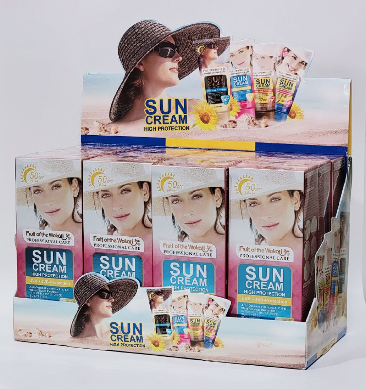 PROTECTOR SOLAR EN CREMA SPF50, PROTECCION CONTRA RAYOS UVA, VITAMINAS ANTIOXIDANTES A,C Y E, RESISTENTE AL AGUA Y SUDOR FRUIT OF THE WOKALI 130ML