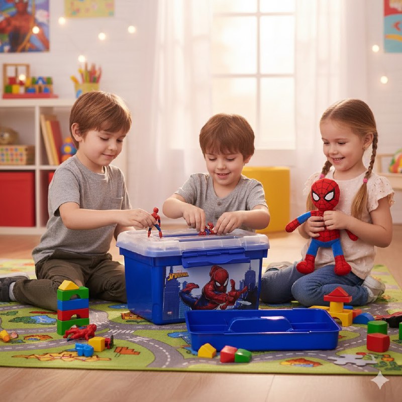 ORGANIZADOR CAJA DE ALMACENAMIENTO ORGANIZADORA PARA NIÑOS DE SPIDERMAN 17X27X17CM