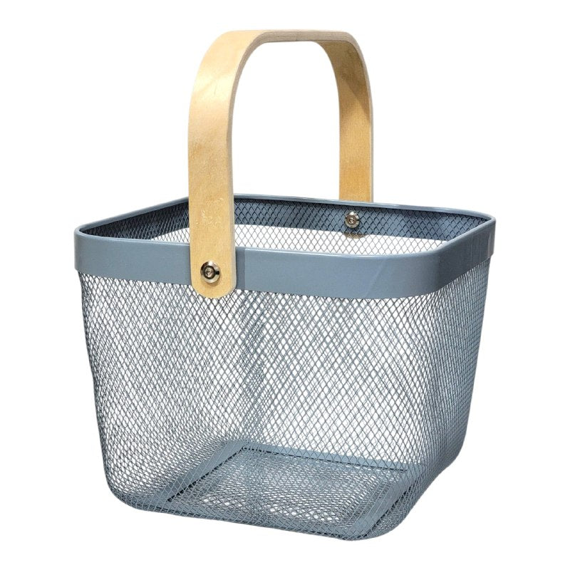 CANASTA ORGANIZADORA DE ALMACENAMIENTO MULTIUSOS CON ASA DE MADERA NATURAL, DISEÑADA PARA ORGANIZAR Y DECORAR CUALQUIER ESPACIO DEL HOGAR 4 COLORES