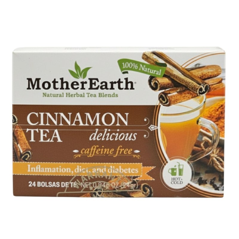 TE HERBAL NATURAL SABOR A CINNAMON Y CANELA, LIBRE DE CAFEINAS CON PROPIEDADES ANTIINFLAMATORIAS Y ANTIOXIDANTES MOTHER EARTH 24UND