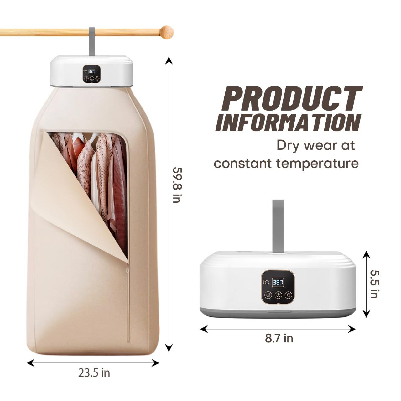 MAQUINA SECADORA DE ROPA PLEGABLE, PORTÁTIL SECADO RAPIDO, PEQUEÑO Y PORTATIL, CONTROL REMOTO RAPIDO SECADO FOLDING CLOTHES DRYER