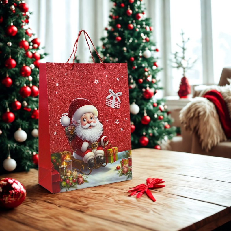 BOLSA DE REGALO NAVIDEÑA GRANDE 30X40X12CM