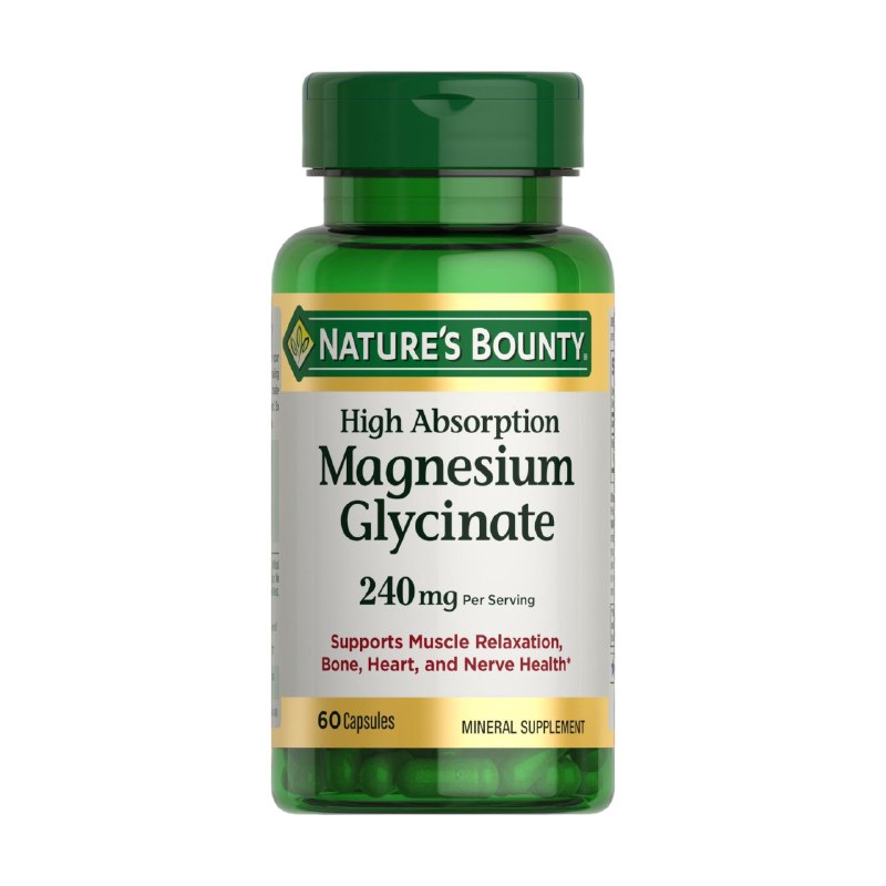 VITAMINAS EN CAPSULAS DE GLICINATO DE MAGNESIO PARA LA RELAJACION MUSCULAR NATURES BOUNTY 60UND