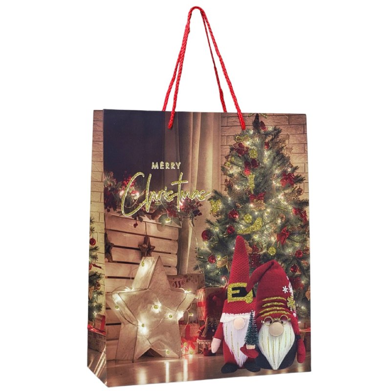 BOLSA DE REGALO NAVIDEÑA MEDIANA 26X32X10CM