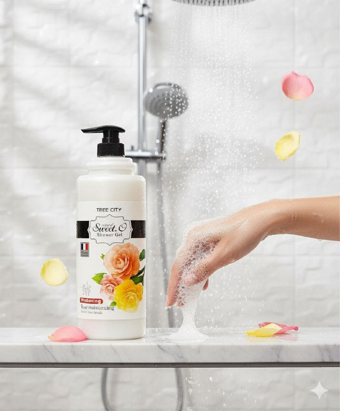 GEL DE DUCHA BLANQUEADOR E HIDRATANTE DE ROSAS 1380ML, CON FORMULA NATURAL DE PLANTAS Y VITAMINA C QUE HUMECTAN, NUTREN Y DEJAN SUAVE Y BRILLANTE LA PIEL TREE CITY