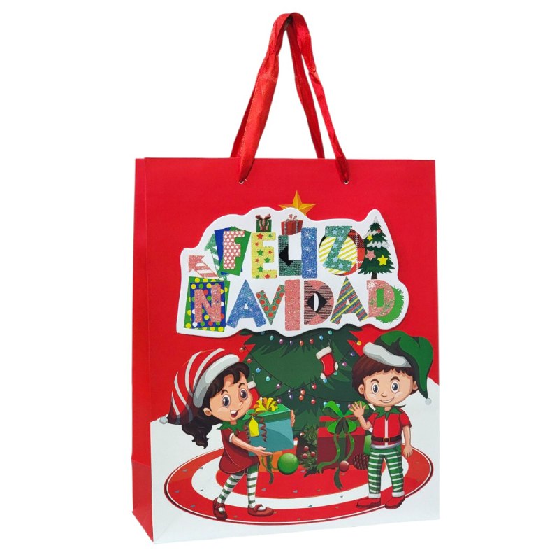 BOLSA DE REGALO NAVIDEÑA MEDIANA 26X32X10CM