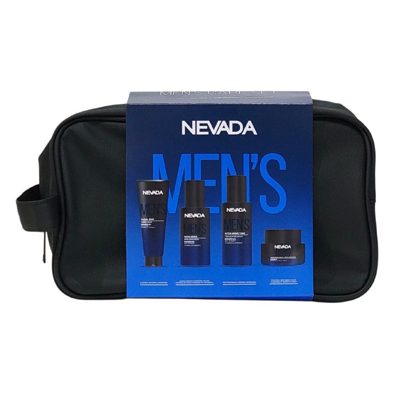 SET TRATAMIENTO FACIAL PARA HOMBRES, JABON FACIAL LIMPIADOR 100ML, EXFOLIANTE FACIAL RENOVANTE 100ML, TONICO DESPUES DE AFEITAR HIDRATANTE 150ML, CREMA FACIAL HIDRATANTE 50G NEVADA MENS CARE