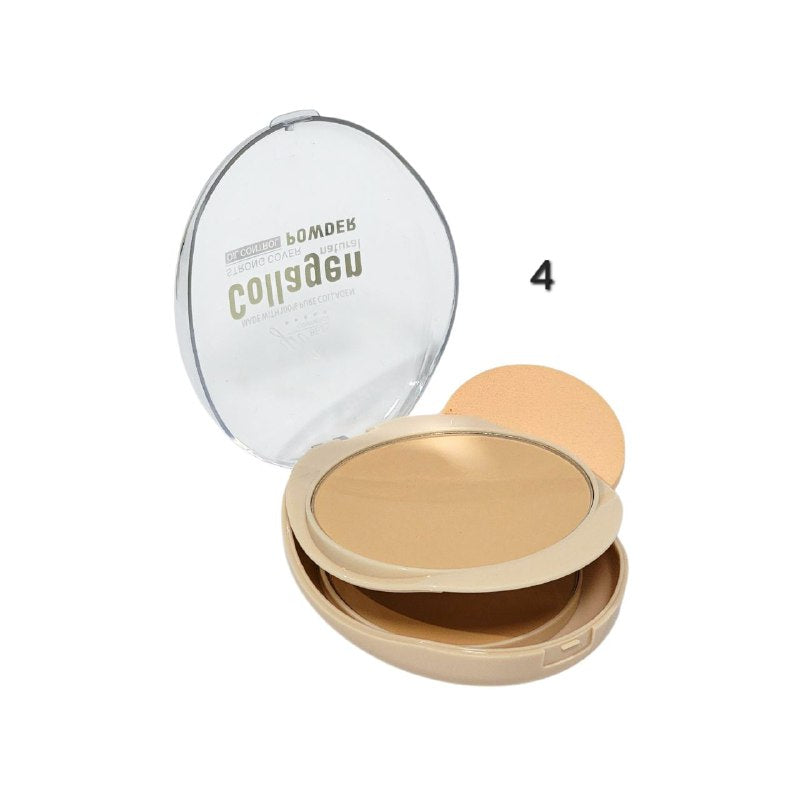 POLVO DE MAQUILLAJE COMPACTO DE COLAGENO NATURAL 30G, OFRECE COBERTURA FUERTE Y CONTROL DE GRASA, TEXTURA HIDRATANTE Y PROTECCION SUAVE Y LISA YH BEJA COSMETICS