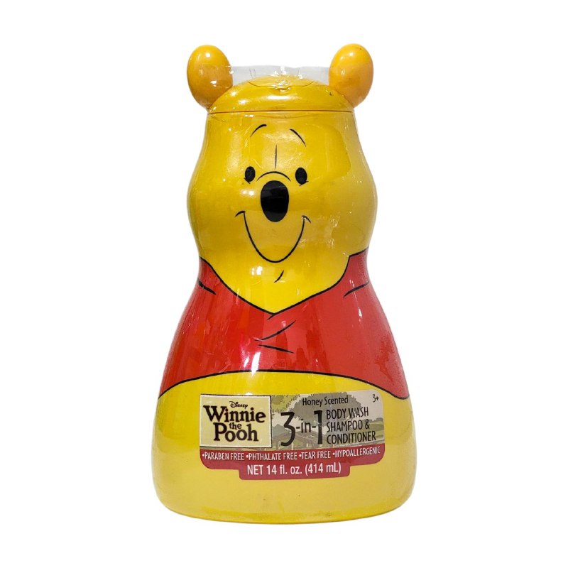 SHAMPOO PARA NIÑOS 3 EN 1 SHAMPOO, ACONDICIONADOR Y SHOWER GEL AROMA A UVA DISNEY WINNIE THE POOH 414ML