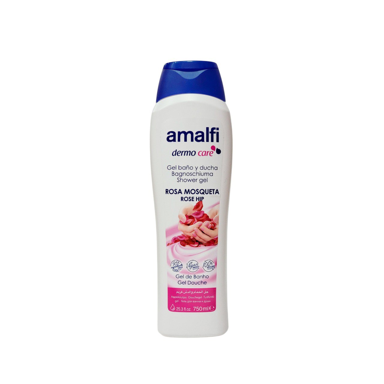 GEL DE BAÑ0 Y DUCHA CON EXTRACTO DE ROSA MOSQUETA AMALFI DERMO CARE 750ML