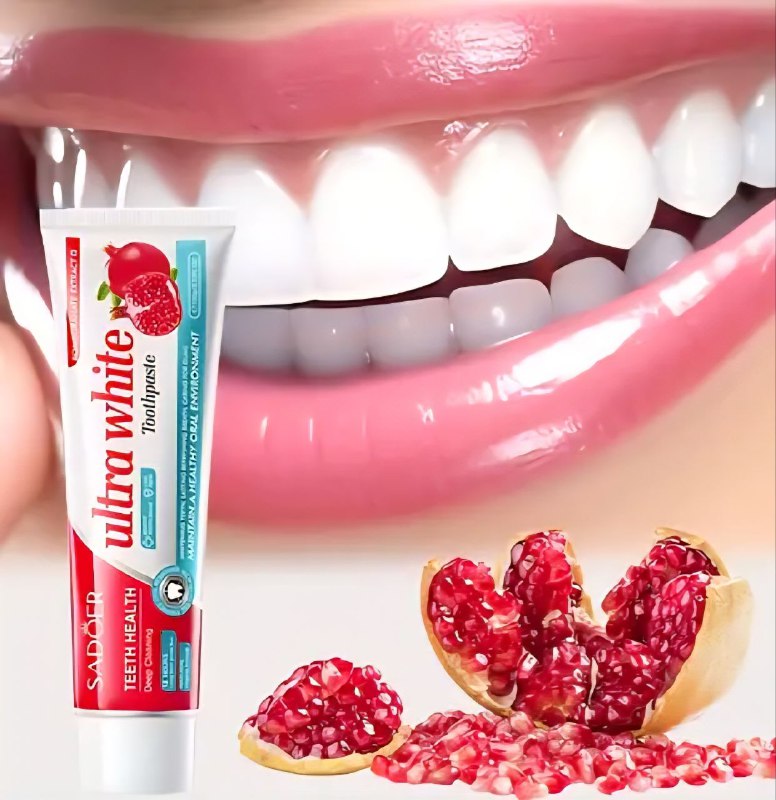 PASTA DE DIENTES, DE EXTRACTO DE GRANADA, ELIMINA LAS MANCHAS DIFICILES Y SARRO BLANDO, DIENTES AMARILLOS, BLANQUEA Y ABRILLANTA LOS DIENTES SADOER 100G