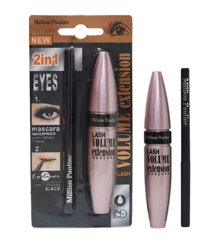 SET RIMEL + DELINEADOR DE OJOS DUPE MAYBELLINE LASH SENSATIONAL MARCA MILLION PAULINE