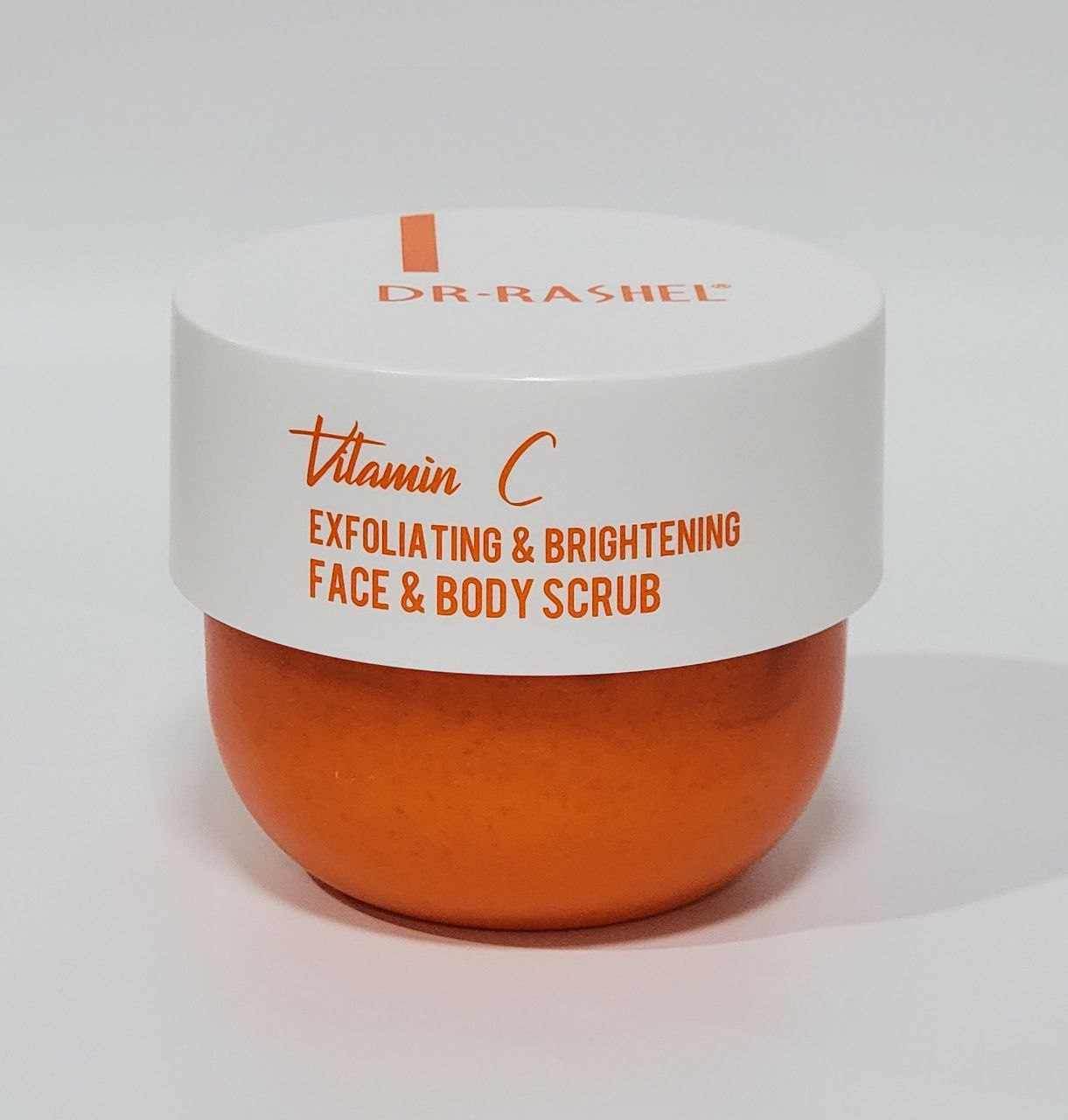 EXFOLIANTE CORPORAL Y FACIAL ILUMINADOR CON VITAMINA C, ELIMINA ZONAS MUERTAS, OPACAS Y ESCAMOSAS, NIACINAMIDA DR RASHEL BODY CARE 250G