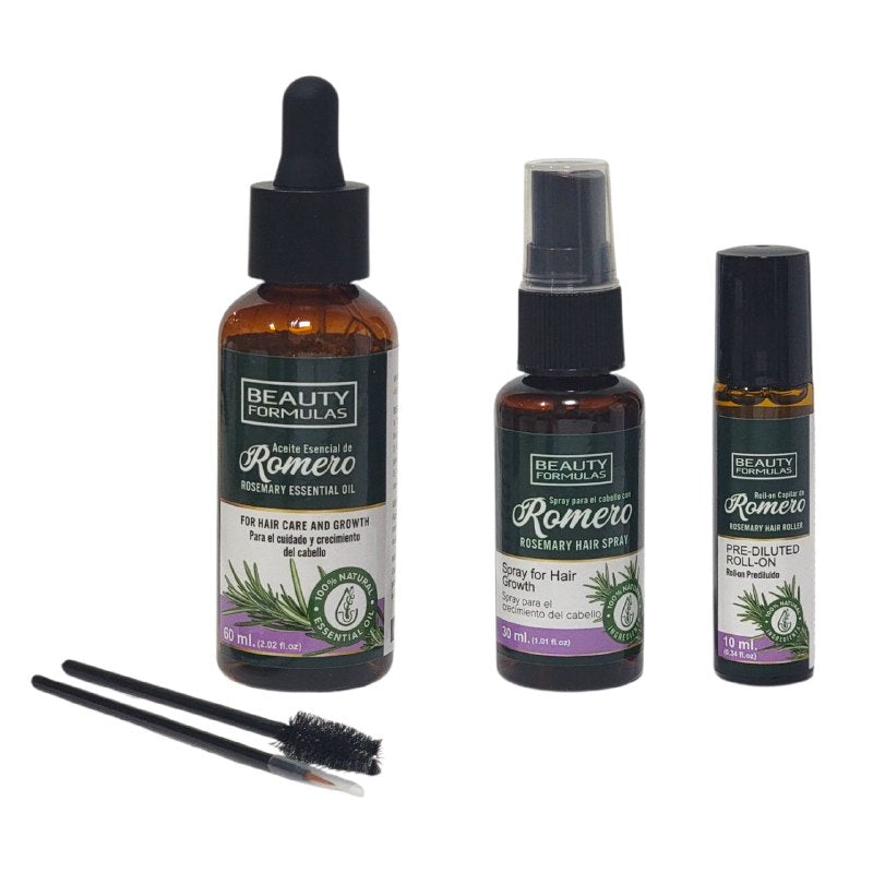 ACEITE PARA EL CABELLO EN SET DE 3 PIEZAS DE ROMERO PARA EL CRECIMIENTO DEL CABELLO BEAUTY 10+30+60ML