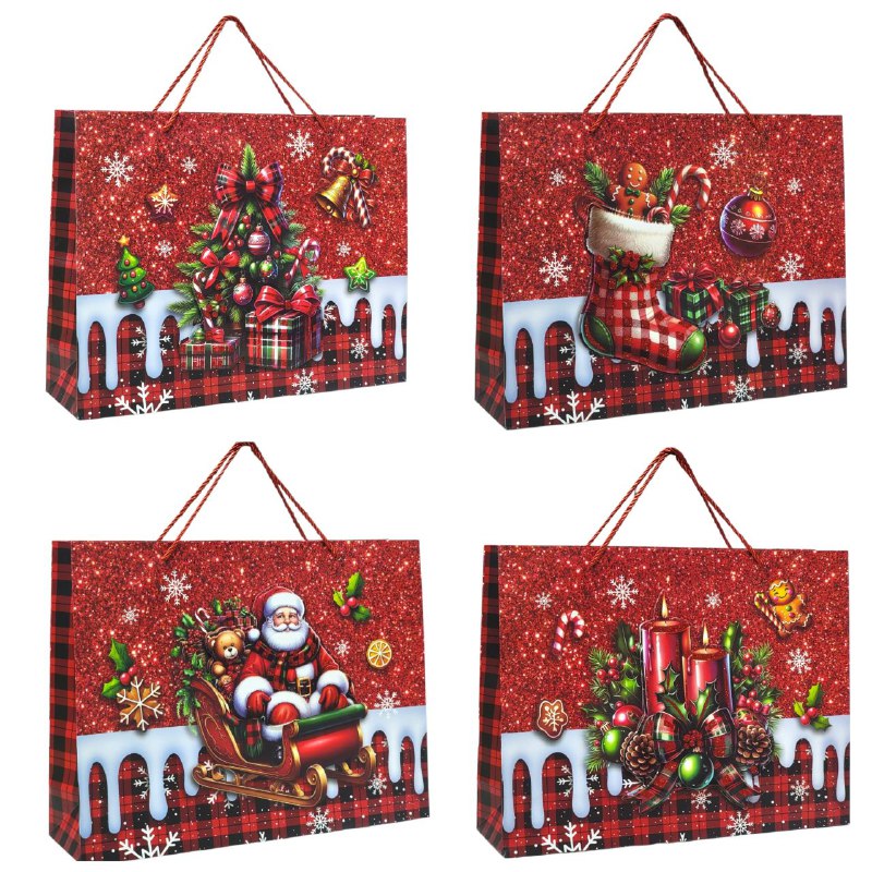 BOLSA DE REGALO NAVIDEÑA LARGA HORIZONTAL 39X30X11CM