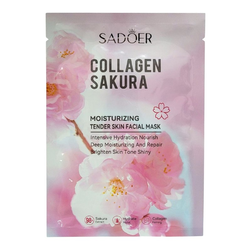 MASCARILLA FACIAL DE TELA HIDRATANTE CON EXTRACTO DE FLOR DE CEREZO Y COLAGENO SADOER 25G