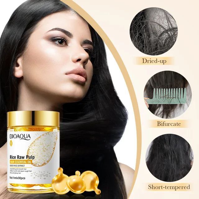 ACEITE ESENCIAL PARA EL CABELLO EN AMPOLLAS REPARACION PROFUNDA Y BRILLO BIOAQUA 1MLX30