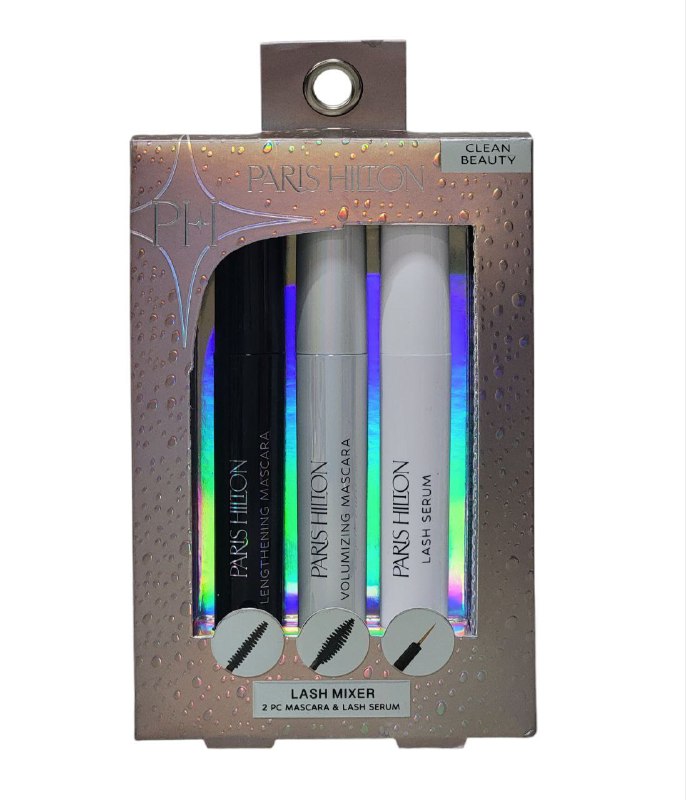 MASCARA PARA PESTAÑAS EN SET TRIO ORIGINAL PARIS HILTON, MASCARA MEZCLADORA 8ML, VOLUMIZADORA 8ML, SUERO PARA PESTAÑAS 8ML