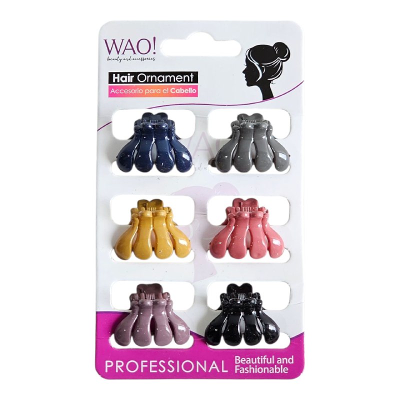GANCHO PARA EL CABELLO DE GARRA PEQUEÑAS EN SET DE 6 PIEZAS WAO 2.5CM