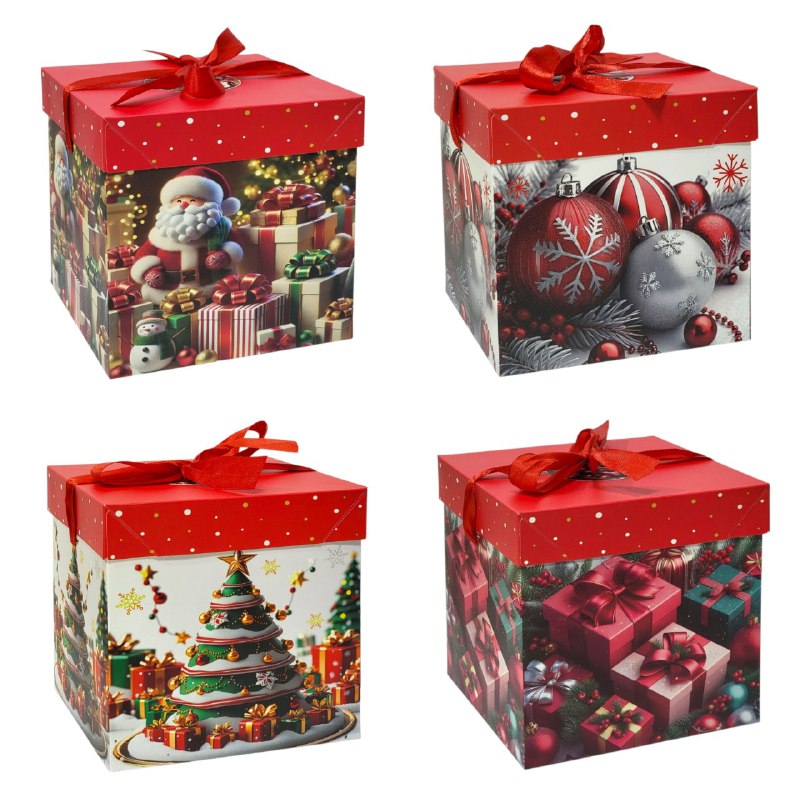 CAJA DE REGALO NAVIDEÑA MEDIANA 15X15CM