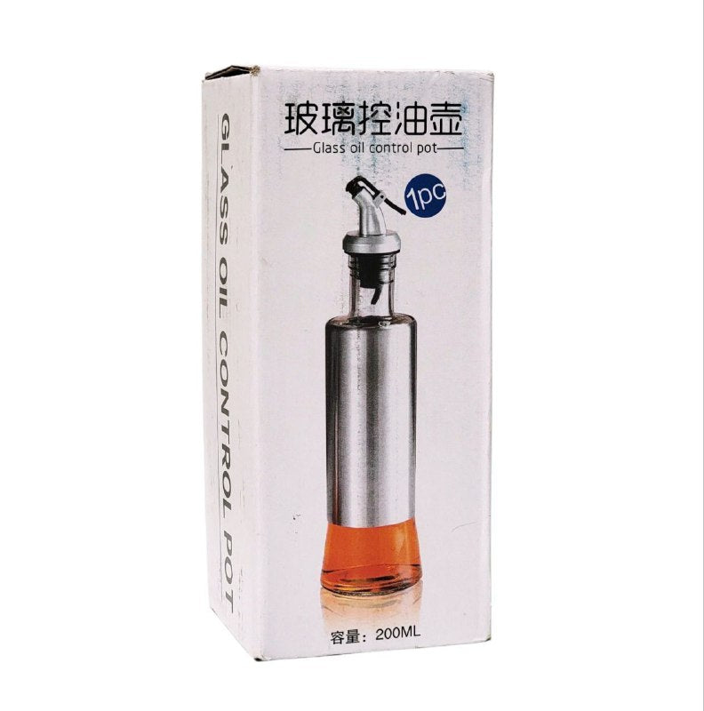 BOTELLA DISPENSADORA DE ACEITE O VINAGRE DE CIRSTAL Y ACERO INOXIDABLE CON VERTIDO FACIL 200ML