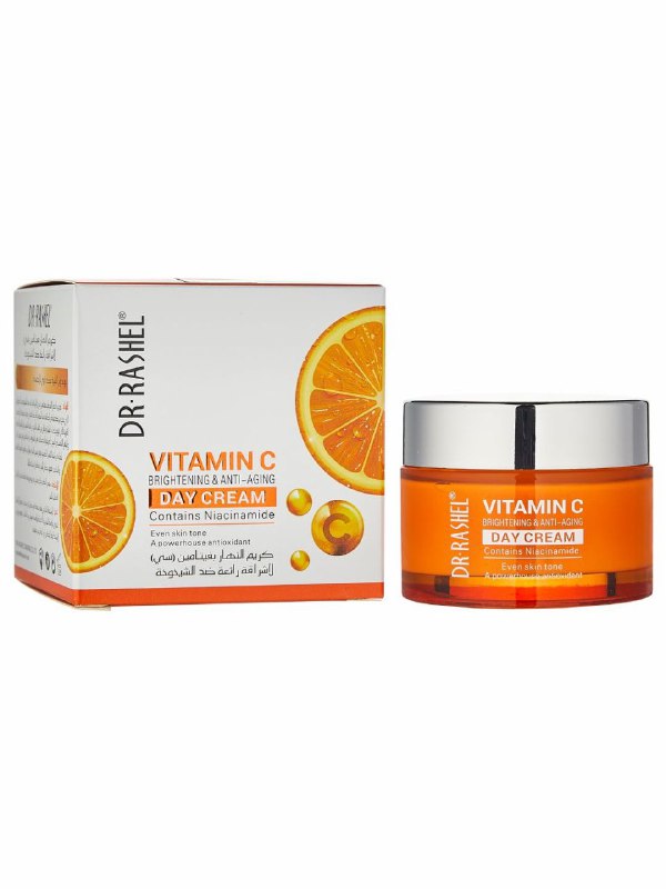 CREMA FACIAL DE DIA DE VITAMINA C, ILUMINADORA Y ANTIENVEJECIMIENTO CON NIACINAMIDA Y COLAGENO DR RASHEL 50G