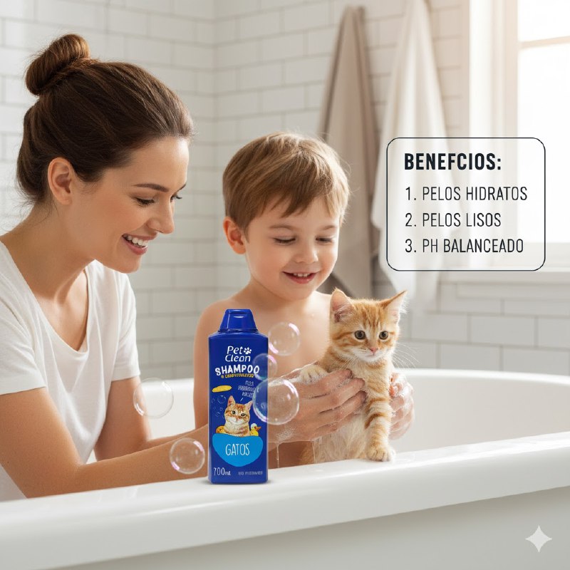 SHAMPOO Y ACONDICIONADOR PARA GATOS SUAVIZANTE PET CLEAN 700ML