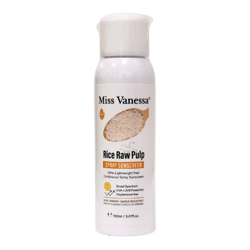 PROTECTOR SOLAR EN SPRAY DE PULPA CRUDA DE ARROZ HIDRATANTE MISS VANESSA 150ML DUPE DE BIOAQUA