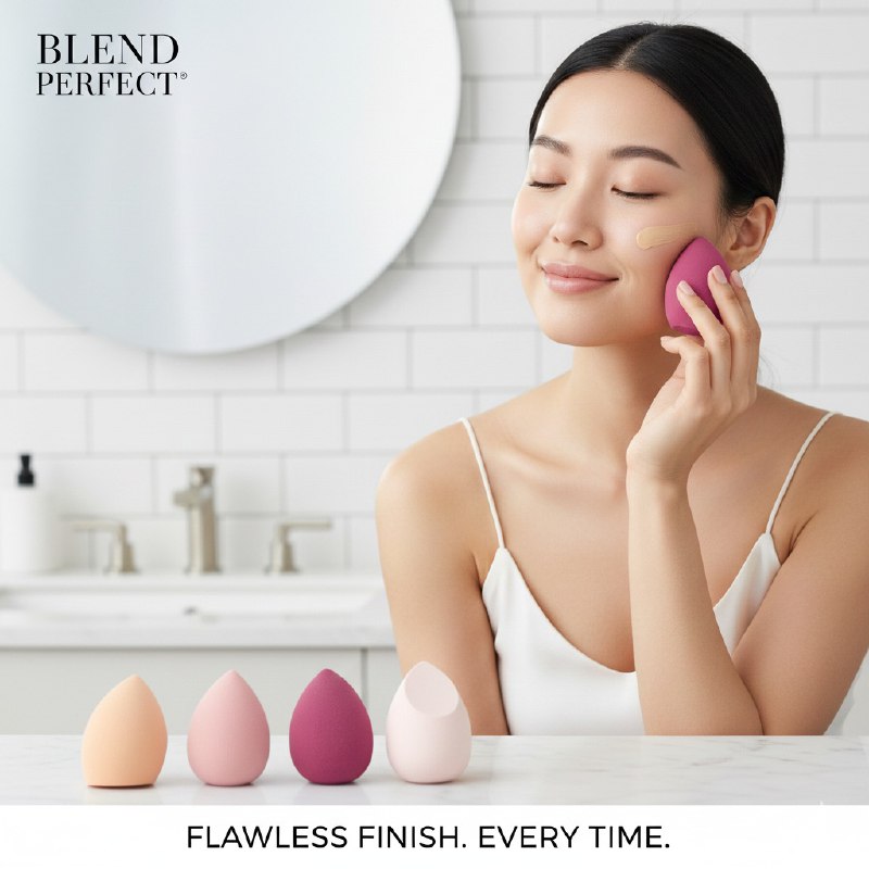 ESPONJAS DE MAQUILLAJE EN SET DE 4 PIEZAS, PARA APLICAR BASE, CORRECTOR Y POLVOS