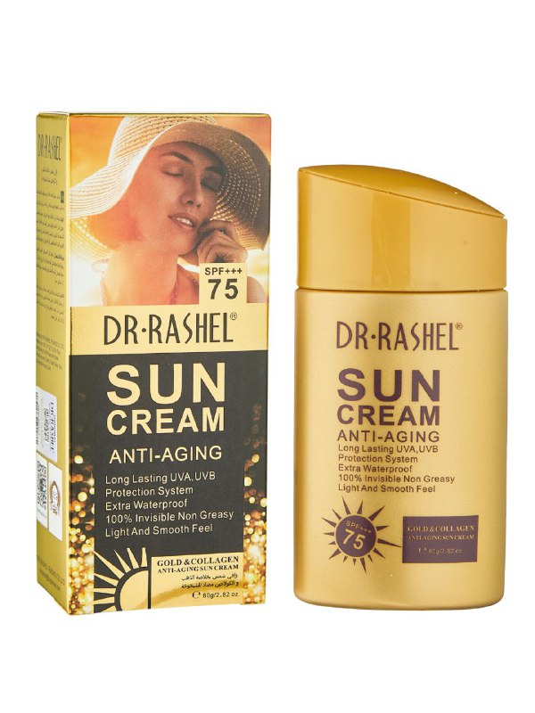 PROTECTOR SOLAR EN BARRA, ANTIEDAD CON ORO Y COLAGENO SPF75, TENSA LA PIEL Y PREVIENE DAÑOS DE RADIACION, EFECTO HIDRATANTE DR RASHEL 80G