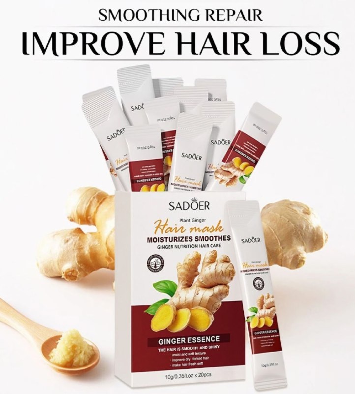 MASCARILLA PARA EL CABELLO CON ESENCIA DE JENGIBRE HIDRATANTE SADOER 10GX20