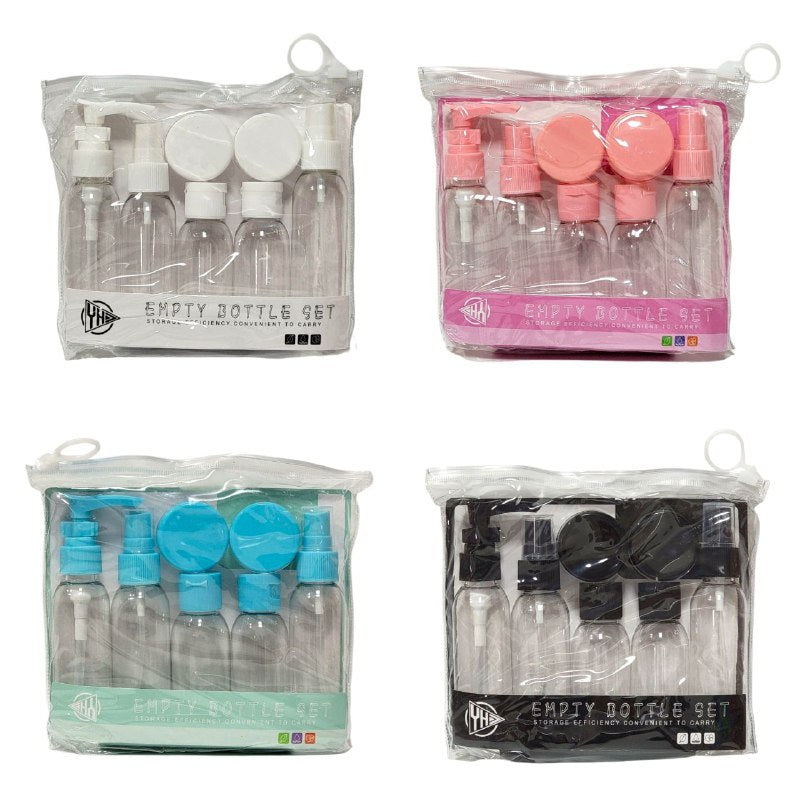SET PARA VIAJAR VACIAS, EFICIENCIA DE ALMACENAMIENTO COMODO DE 7 PIEZAS, PARA LIQUIDOS Y CREMAS PARA VIAJES EMPTY BOTTLE