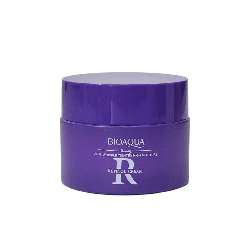 CREMA FACIAL DE RETINOL ANTIARRUGAS Y TENSORA CON ALTA HIDRATACION EN LA PIEL, PARA REJUVENECER Y COMBATIR EL ENVEJICIMIENTO, REDUCE LAS ARRUGAS Y ILUMINA LA PIEL DEJANDOLA SUAVE Y RADIANTE BIOAQUA 60G