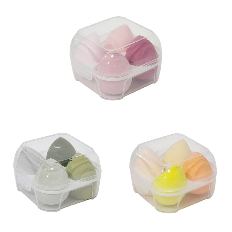 ESPONJAS DE MAQUILLAJE EN SET DE 4 PIEZAS, PARA APLICAR BASE, CORRECTOR Y POLVOS