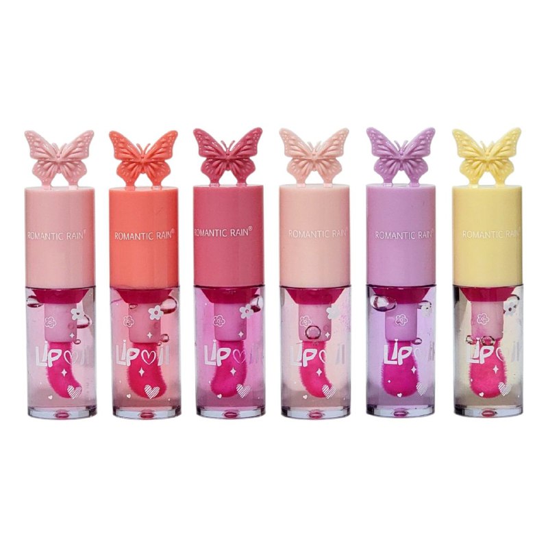 BRILLO LABIAL EN ACEITE LIP HIDRATANTE SUAVE, LA SOLUCION PERFECTA PARA LABIOS RADIANTES Y SALUDABLES, CON ACABADO HUMEDO Y SUAVE QUE REALZA NATURALMENTE LOS LABIOS ROMANTIC RAIN 6 TONOS