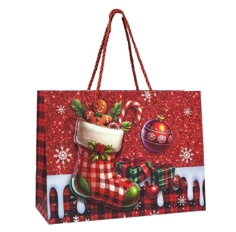 BOLSA DE REGALO NAVIDEÑA PEQUEÑA HORIZONTAL 24X18X10CM