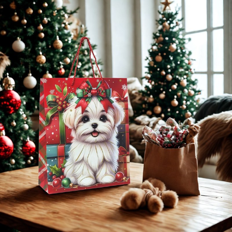 BOLSA DE REGALO NAVIDEÑA MEDIANA 32X26X10CM