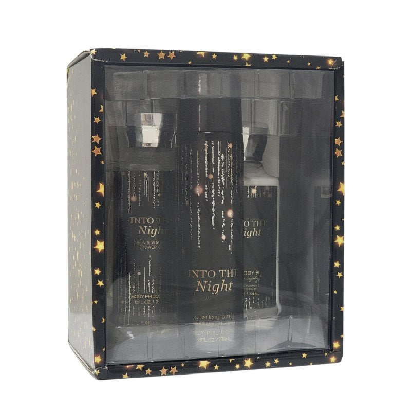 SET BODY PHILOSOPHY INTO THE NIGHT SPLASH 236ML, SHOWER GEL 295ML, BODY LOTION 236ML (M) (AROMA SIMILAR B&W INTO THE NIGHT)