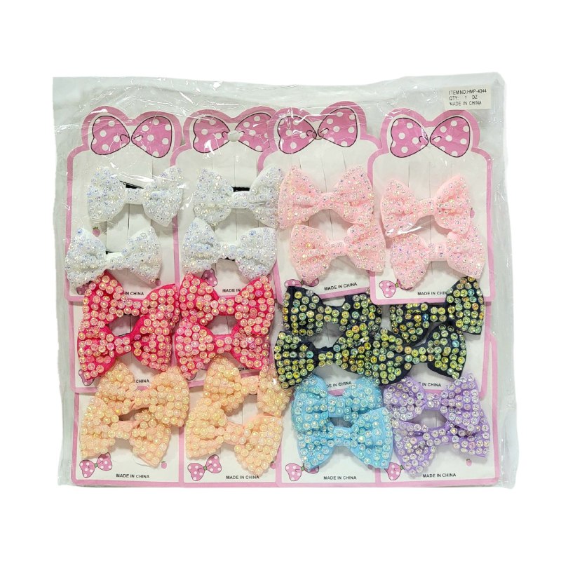 GANCHO PARA EL CABELLO DE MOÑO, PINZAS FUERTES EN PAQUETE DE 24UND 4X6CM