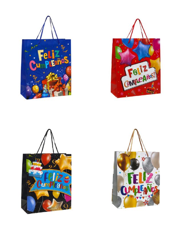 BOLSA DE REGALO FELIZ CUMPLEAÑOS PEQUEÑA 18X8X21.5CM