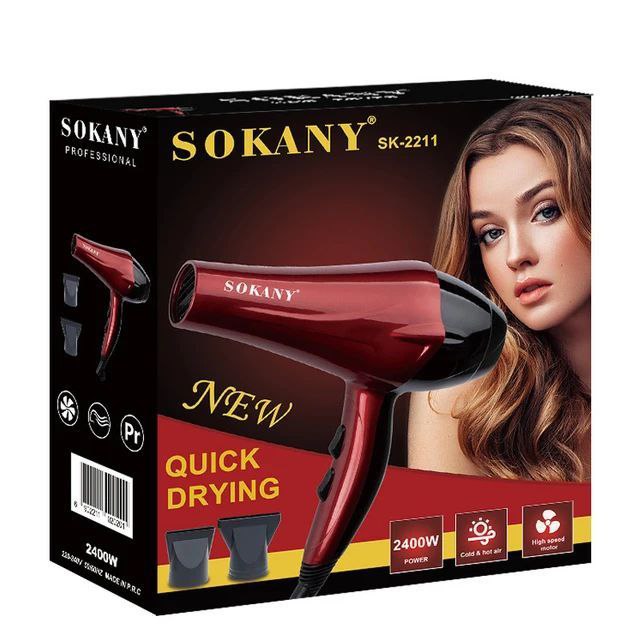 SECADORA DE CABELLO PROFESIONAL SK-2211, 2400W, AIRE FRIO Y CALIENTE SOKANY