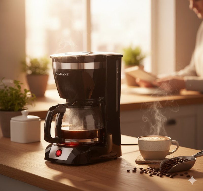 MAQUINA CAFETERA DE 12 TAZAS, 1.5L, FILTRO PERMANENTE DE NIVEL DE AGUA, ANTIADHERENTE, CALENTAMIENTO RAPIDO SOKANY COFFEE MAKER CM-108S