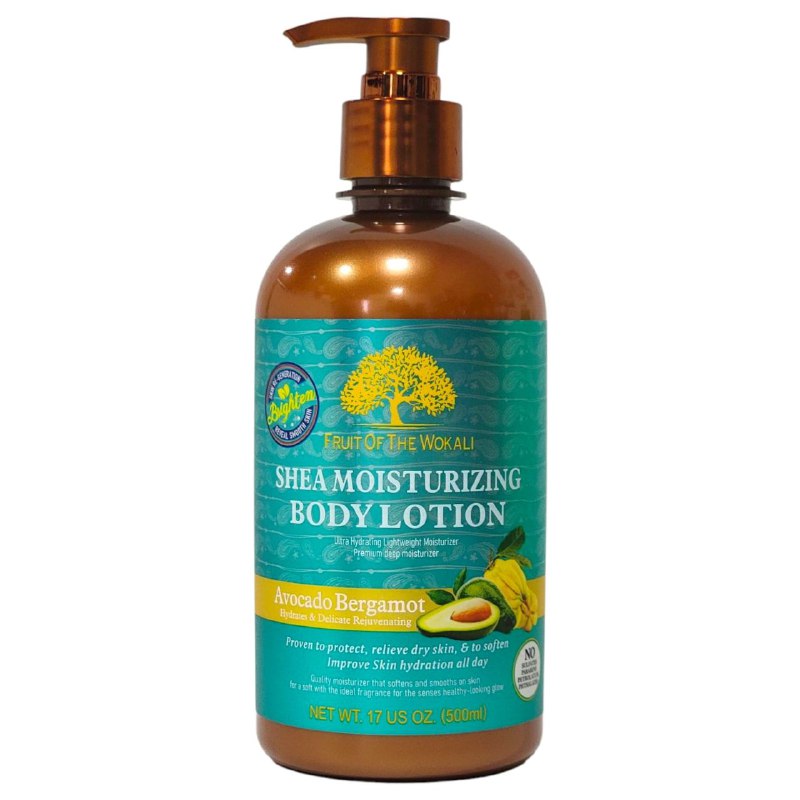 CREMA CORPORAL REJUVENECEDORA 24 HORAS DE KARITE, AGUACATE Y BERGAMOTA FRUIT OF THE WOKALI 500ML