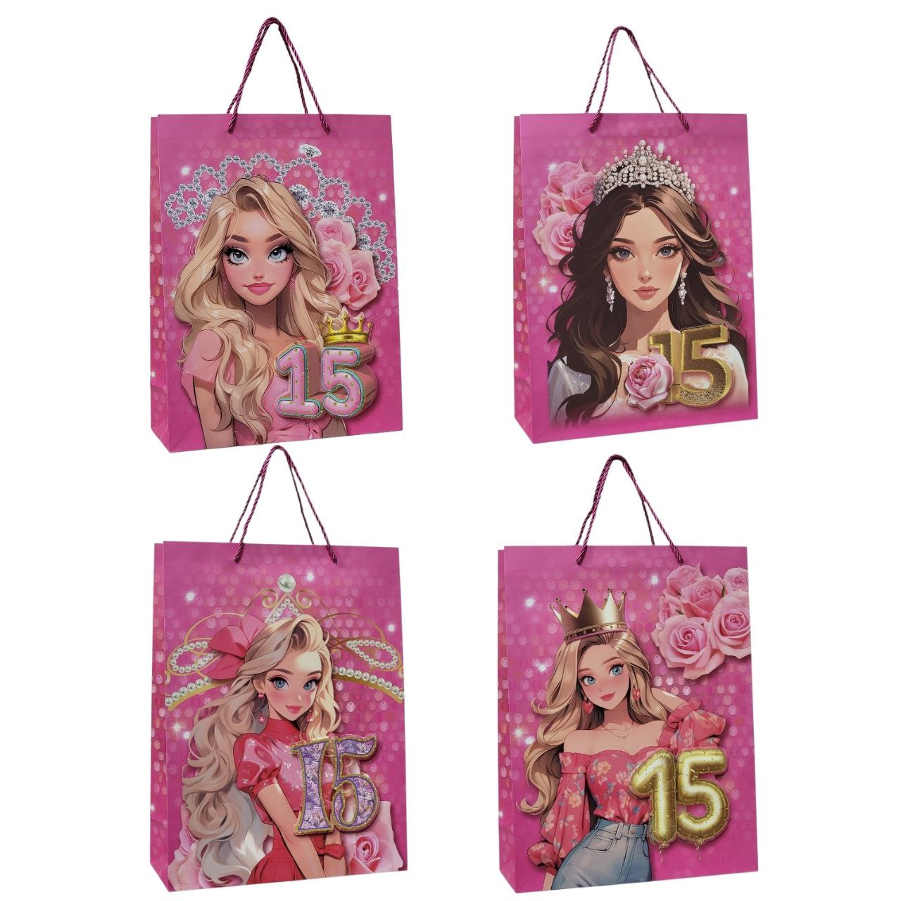 BOLSA DE REGALO PARA 15 AÑOS GRANDE 30X40X12CM