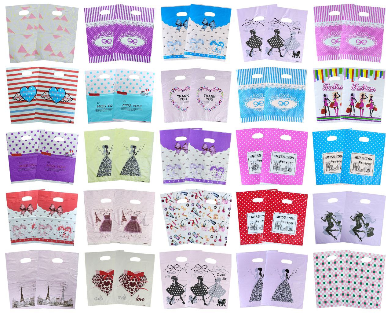 BOLSA DE REGALO PLASTICA GRANDE 30X40CM 100UND