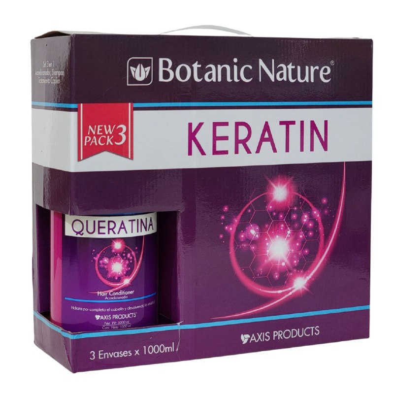 SET DE CUIDADO PARA EL CABELLO DE QUERATINA 3PCS BOTANIC NATURE 1000ML