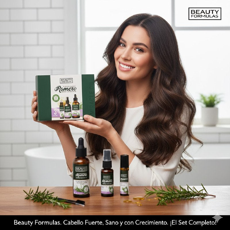 ACEITE PARA EL CABELLO EN SET DE 3 PIEZAS DE ROMERO PARA EL CRECIMIENTO DEL CABELLO BEAUTY 10+30+60ML