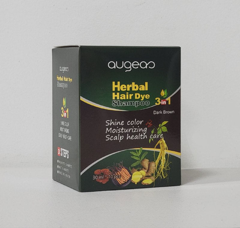 SHAMPOO TINTE PARA EL CABELLO EN BOLSA AUGEAS HERBAL DARK BROWN C-2 30ML